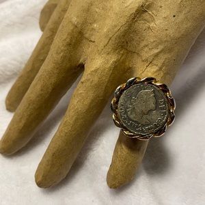Vintage Silver museum reproduction coin Statement Ring size 7